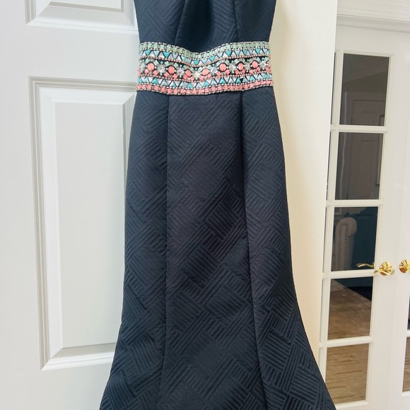Rachel Allan Black Maxi Dress with Multicolor Waist - Picture 2 of 15